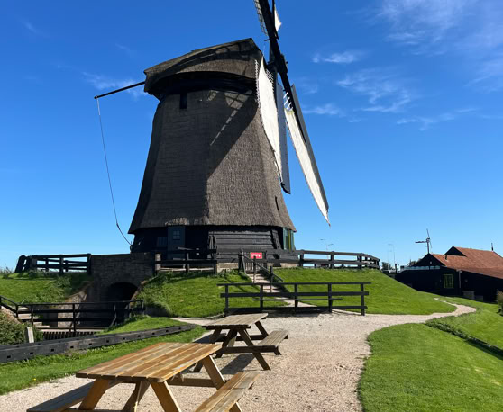 Maaike your local tourguide  wearing Dutch wooden shoes. Windmill, Tulips, Cheese, Zaanse Schans, Keukenhof, Volendam, Marken, Alkmaar.